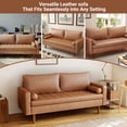 thumbnail image 3 of Koby Home 70" Loveseat Sofa with Wood Frame, Mid Century Modern Couch 2 Seater, Faux Leather Love Seat for Small Spaces Brown, 3 of 8