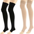 thumbnail image 2 of 1 Pair Open Toe Knee-High Medical Compression Stockings Varicose Veins Stocking Unisex Compression Brace Wrap Shaping 18-21mm nude 2, 2 of 6