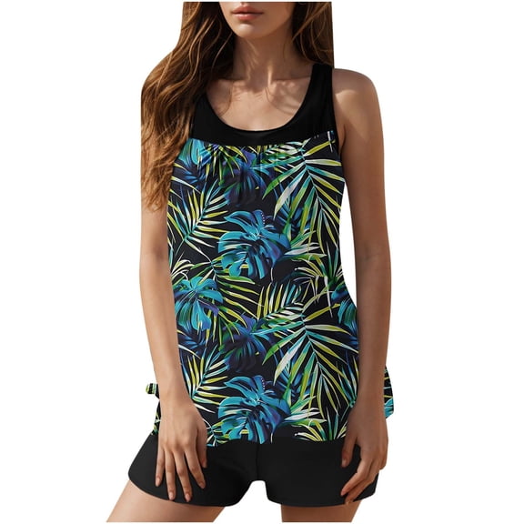 SELONE Swimsuits for Women Tankini Modest Two Piece Beachwear High Waisted Swimwear Hawaiian Athletic Bathing Suits