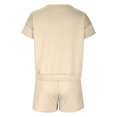 thumbnail image 5 of Nrmvnmi 2 Piece Sets for Women Outfits Short Sleeve Round Neck Solid Color Trendy Casual Sports Tracksuit Loungewear Set Womens Short Sets for Summer Beige 2XLMothers Day Gifts, 5 of 5