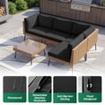 thumbnail image 6 of LazySunsets 5-Piece Black All Weather Wicker Patio Sectional Conversation Set, Thick Water Resistant Cushions & Tempered Glass Coffee Table for Backyard Poolside Porch Garden, 6 of 7