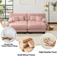 thumbnail image 6 of 94.4" Cloud Chenille Loveseat Sofa with 2 Moveable Ottomans, Oversized Deep Seat Couch Set for Living Room,Pink, 6 of 10