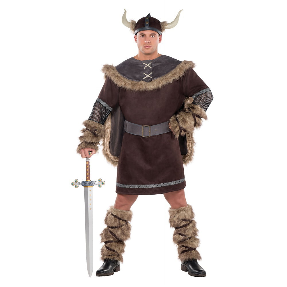 Adult Viking Man Fancy Dress Book Day Party Costume Warrior Mens Outfit Helmet 
