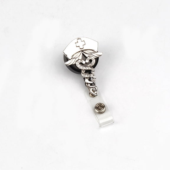 WHAMVOX Telescopic Badge Holder for ID Cards White Alloy Clip Stylish Accessory for Nurses Teachers Students 4.5 Inches