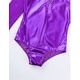 thumbnail image 6 of YONGHS Kids Girls Ballet Dance Shiny Metallic Gymnastics Leotard Figure Skating Dancewear Purple 12, 6 of 7