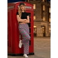 thumbnail image 4 of JWD Women's Checkered Wide Leg Pants Casual Elastic Waist Comfy Loose Fit Trousers with Pockets Pink Green Plaid S, 4 of 8