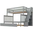 thumbnail image 4 of Gray Twin Over Full Bunk Bed With Staircase & Trundle - Elegant Bed, Practical Functionality Storage And Staircase, Comfortable Sleep, 4 of 6