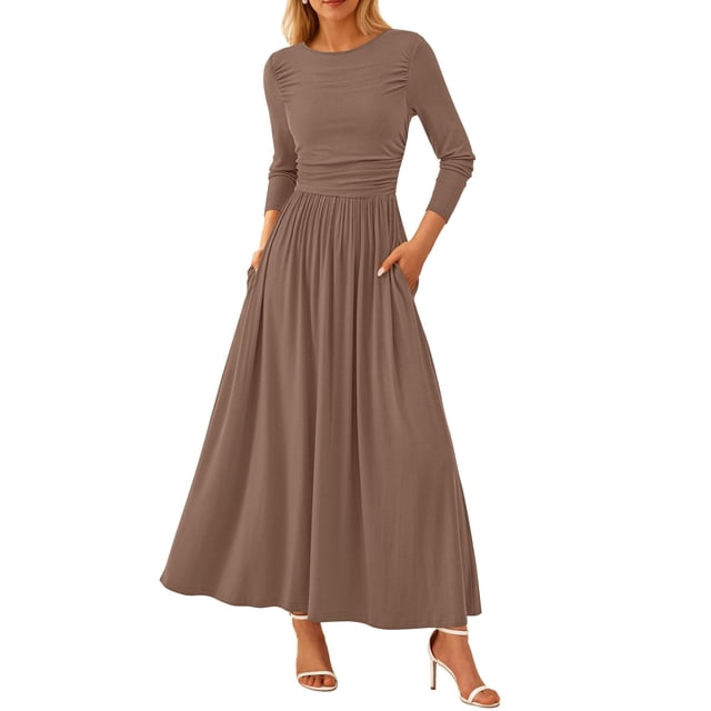 Vestido largo PRETTYGARDEN para mujer, primavera de 2025, con pliegues en A