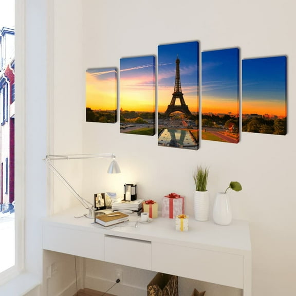 vidaXL Canvas Wall Print Set Eiffel Tower 79" x 39"