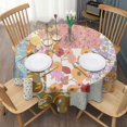thumbnail image 3 of Colorful Farmhouse Flower Round Table Cloth,Wrinkle Resistant Table Cover with Polyester,Waterproof Reusable Round Table Clothes for Easter Birthday Picnic Wedding (Round,60x60inch), 3 of 6