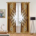 thumbnail image 2 of Kitchen Curtains 84 Inch Length 2 Panels, Brown Southwest Grommets Window Treatment Curtain, Western Rustic Ethnic Mexican Aztec Thermal Curtains Drapes for Living Room/Bathroom, 2 of 9