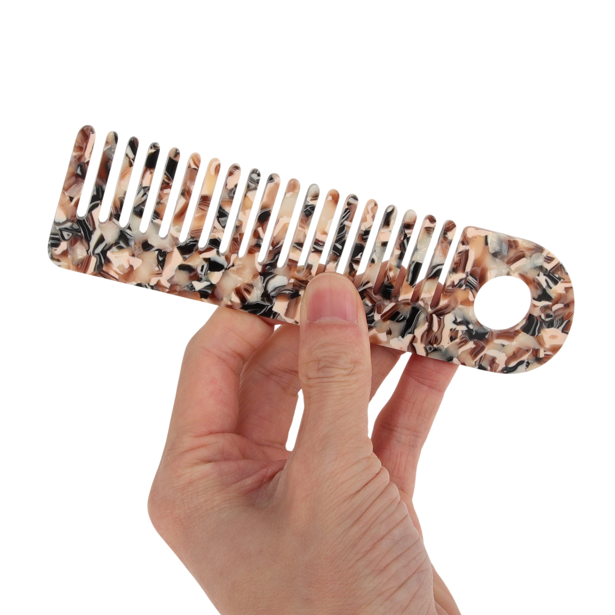 Unique Bargains 1 Pc Exquisite Marble Pattern Hair Comb for All Hair Types Black, Brown