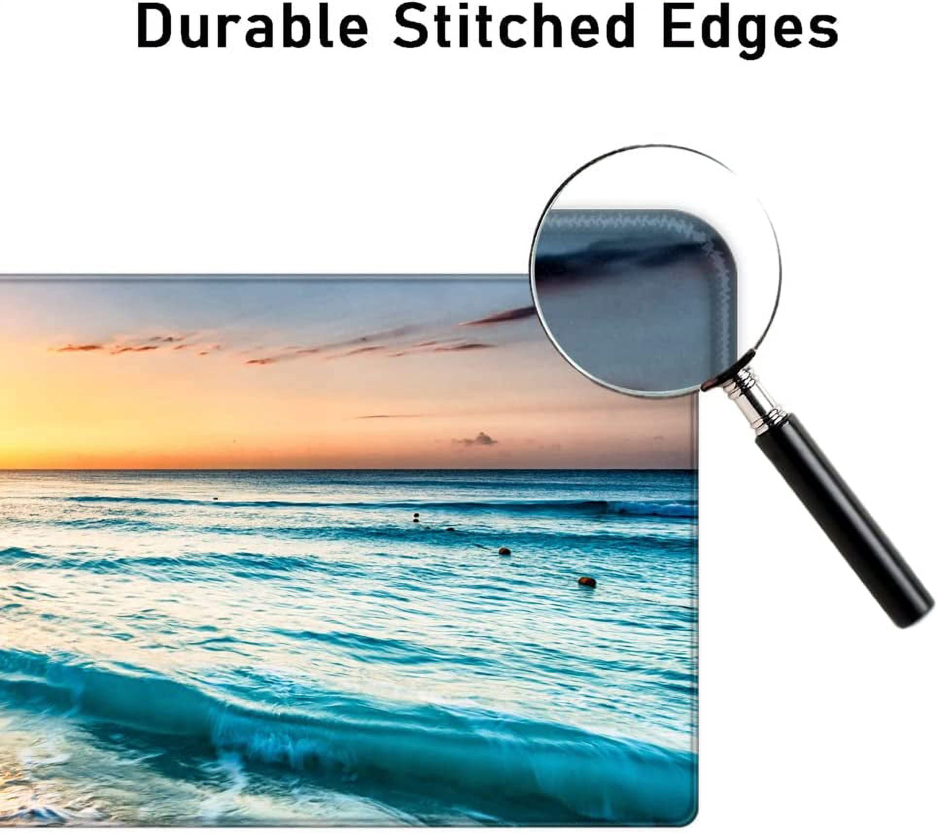 Desk Pad Protector,Mouse Pad with Non-Slip Rubber Base,Textured & Waterproof Mousepad with Stitched Edges,Large Desk mats for Computers,Laptop,Gaming,Office & Home,31.5 x 11.8 in,Beach