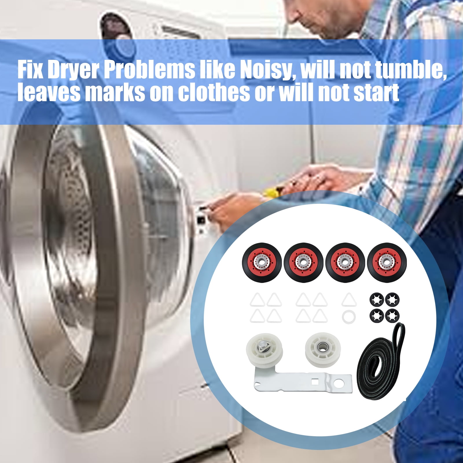 Dryer Maintenance Set 4392067 W10837240 Includes Rollers and Belt Replacement