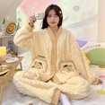 thumbnail image 3 of Sanrio-Conjunto de pijama de franela para mujer, cárdigan rosa de felpa, Tops con botones, pantalones, traje Y2k Kawaii, ropa de casa, invierno, Hello Kitty, 2 piezas, 3 of 5