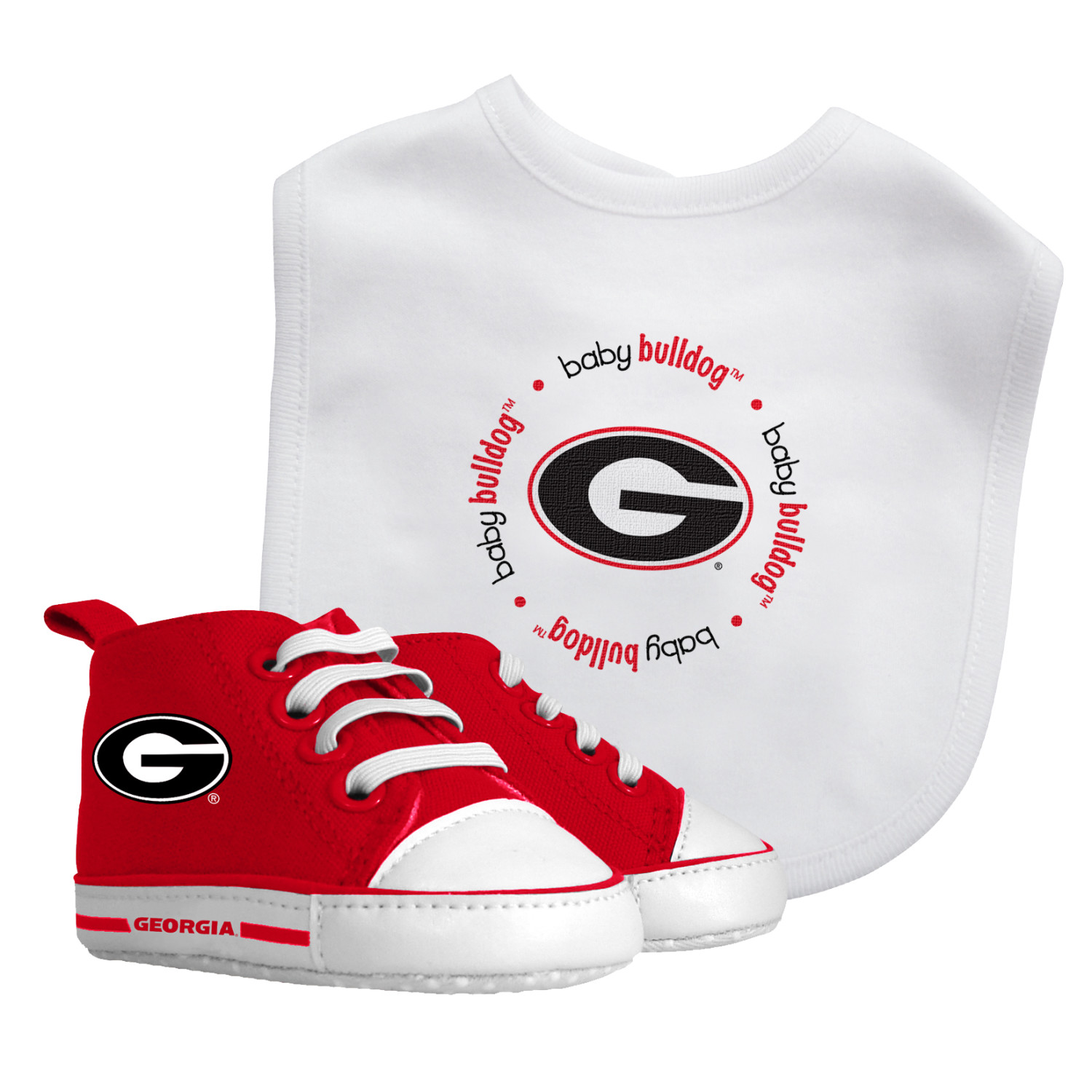 BabyFanatic 2 Piece Bib and Shoes - NCAA Georgia Bulldogs - White Unisex Infant Apparel