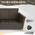 thumbnail image 6 of EAGLE PEAK Ocean Vista Patio Variated Brown All-weather PE Wicker 3-Seat Sofa with Extended Armrest, Beige Cushions,, 6 of 9