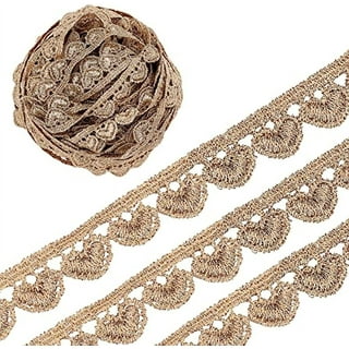 Gold Venice Heart Lace Ecru Gold Trim Embroidered Metallic 