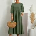 thumbnail image 2 of Dresses for Women Summer Dresses Maxi Casual Cap Sleeve Crewneck A Line Flowy Swing Beach Sundress with Pockets, 2 of 5