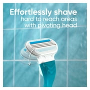 Venus Smooth Razor for Women, 3 Blades, Manual Razor, Handle and 2 Blade Refills, Blue