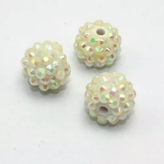 U8MO 20 Pcs Acrylic Rhinestone Gems Pave DISCO Ball Beads 14mm DIY Bracelet Earring-White