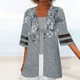 thumbnail image 2 of IROINNID Cardigan for Women Open Front Lightweight Printing Mesh Splicing Three Quarter Sleeve Lounge Outerwear Blouse Cardigan,Gray, 2 of 6