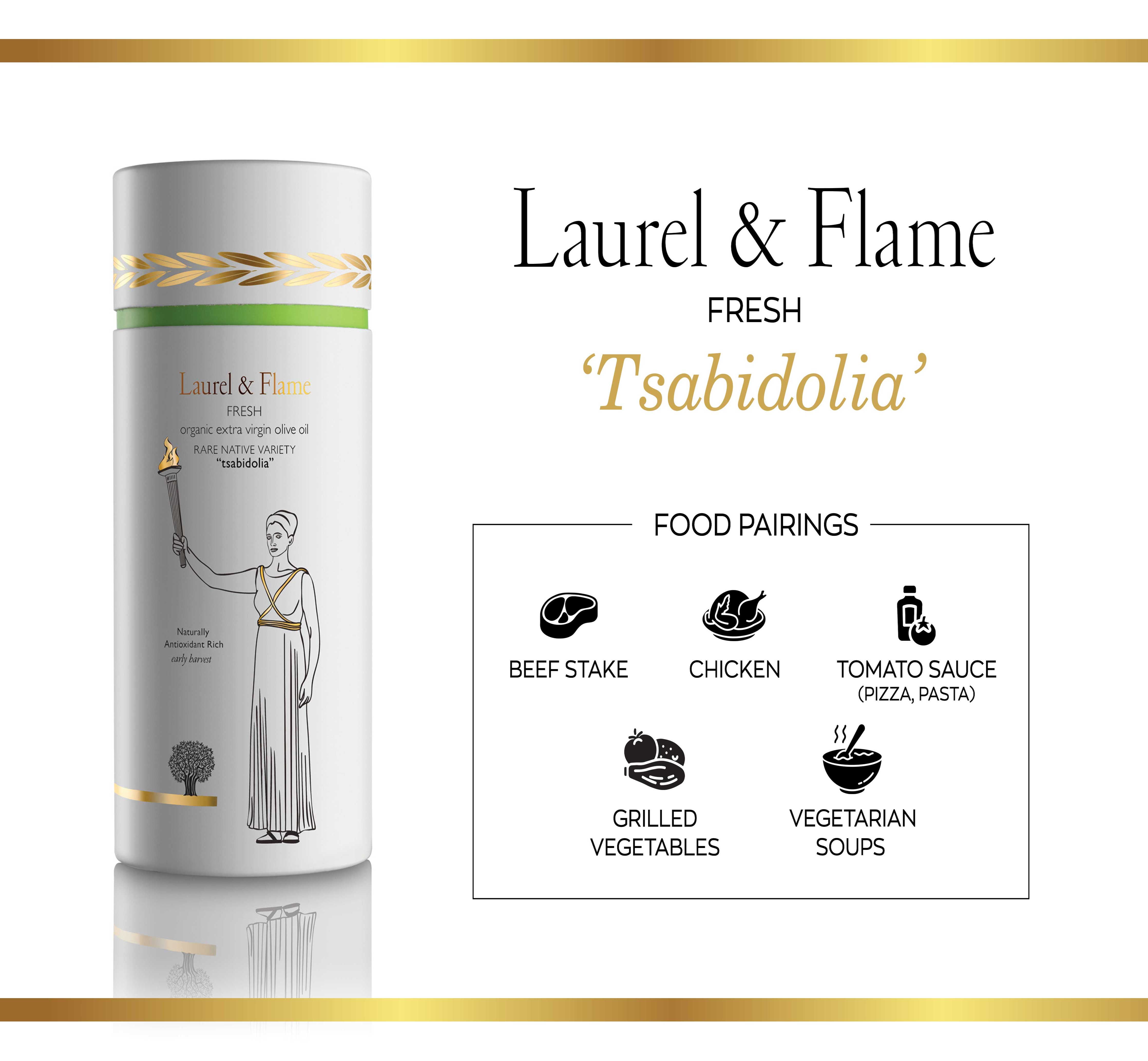 Laurel & Flame Fresh Organic, Top Polyphenols, Extra Virgin Olive Oil, Raw & Unprocessed, 500 ml