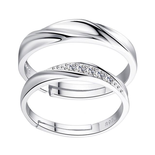 Juego de anillos abiertos de 2 uds Bling Bling