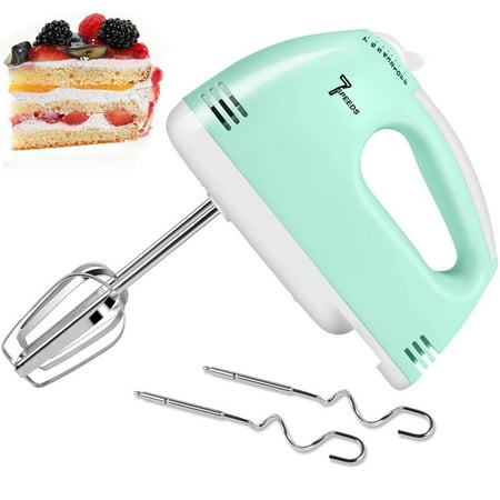 

Hand Mixer Electric 7 Speed Hand Mixer Electric Hand Mixer Portable Kitchen Hand Held Mixer Immersion Blender Whisk for Food Whipping Egg Whisk Cake Mixer Milk Frother Bread Maker Beater -Green