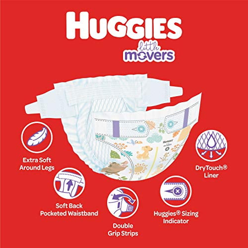 HUGGIES Baby Diapers Size 7 Ct Little Movers, White, 80 Count - 1