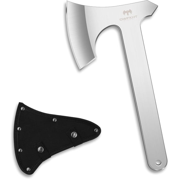 DWFKHT 10.2" Camping Hatchet with Nylon Sheath, Full Tang Stainless Steel Blade