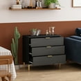 thumbnail image 6 of KULAGAGA 3-Drawer Bedroom Chest, Bedsides End Table Organizer with Gold Metal Legs for Living Room, Black, 6 of 9