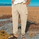 thumbnail image 1 of Pantalones largos de algodón y lino para hombre con cintura elástica y cordón ajustable, pantalones casuales de uso diario, pantalones deportivos, pantalones para hombre, 1 of 9
