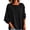 Black, variant on Waffle Knit Pullover for Women Long Sleeve Half Button Crew Neck Loose for Fall