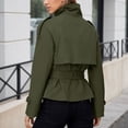 thumbnail image 6 of YMNXA Women'S Trench Coat Long Sleeve Stand Collar Solid Color Button Comfortable Cropped Jacket With Belt For Daily Wear Green L, 6 of 6