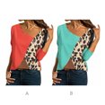 thumbnail image 1 of T-Shirt Femme Manches Longues Col Rond Haut Bloc de Couleur Été Décontracté Blouse Décontractée, Rouge, S, 1 of 6