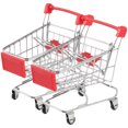 thumbnail image 1 of 2pcs Mini Shopping Cart Toys Funny Simulation Trolley Sundries Storage Baskets, 1 of 4