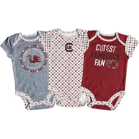Girls Newborn & Infant Russell Athletic Garnet/White/Gray South Carolina Gamecocks 3-Pack Team Bodysuit