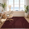 thumbnail image 3 of Design&I 8'x10' Washable Area Rug Deep Burgundy Geometric Lines and Curves Elegant Minimalist Design with Architectural for King Size Bedroom, Under Bed, Sleek Flatweave Pet Friendly, 3 of 7