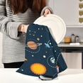 thumbnail image 6 of Kitchen Towels Cartoon Rockets & Planets Pattern Cleaning Towel Absorbent Hand Towels Tea Towels for Home Restaurant Dish Clean 28" x 18", 1PC, 6 of 6