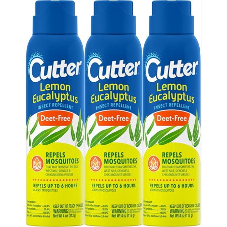 Cutter Lemon Eucalyptus Insect Repellent (Aerosol) Repels Mosquitoes 4 oz. (Pack of 3)