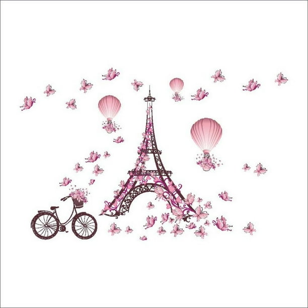 Romance Eiffel Tower Paris Tower Butterfly Balloon Wall Decal Stickers Waterproof Removable Background Wall Art Wallpaper Romance Eiffel Tower Paris Tower Butterfly Balloon Wall Decal Stickers Waterproof Removable Background Wall Art Wallpaper