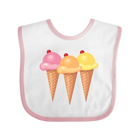 

Inktastic 3 Scoops Of Ice Cream Gift Baby Girl Bib