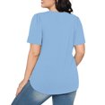 thumbnail image 4 of ZQGJB Summer Womens Tunic Tops for Leggings Casual Solid Color Short Sleeve Ruched Pleated T-Shirts Loose Fit Curvy Hem Blouse for Leggings Blue S, 4 of 8