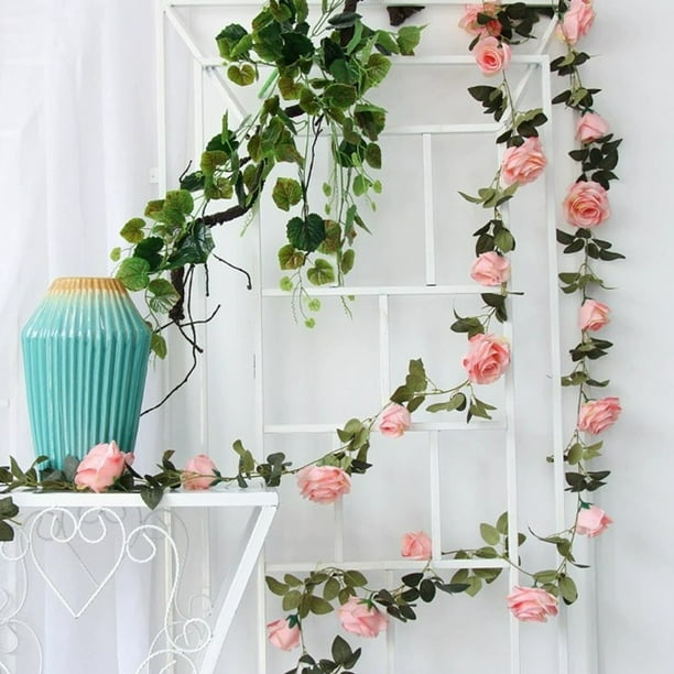 Xihbxyly Guirnalda de Flores Artificiales para San Valentín, Color Rojo y Rosa Brillante, para Bodas, Uso Interior y Exterior, 78,7 Pulgadas de Largo, Fácil de Colgar.