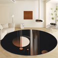 thumbnail image 2 of Round Rug Black 6ft Abstract Geometric Lines Area Indoor Circle Rug Round Washable Rug, Floor Mat Print Non Slip Carpet Kitchen Living Room Dining Room Playroom Decor, 2 of 7