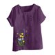 thumbnail image 2 of TaTaai Casual Printed Button Blouse, Women's Short Sleeve Linen Feel T-Shirt, Comfortable Top for All Seasons Gift, 2 of 4