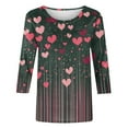 thumbnail image 5 of Womens 3/4 Sleeve Crew Neck Valentine T Shirts Love Heart Printed Graphic Tee Tops, 5 of 5