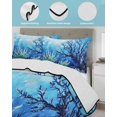thumbnail image 4 of Blue Green Coral Full Size Down Alternative Comforter, Lightweight Comforter Quilt Bedding Set with Pillow Shams Summer Watercolor Ocean Plant All Seasons Bed Comforter Duvet Insert 78"x90", 4 of 7