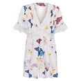 thumbnail image 4 of Vestido HUOGUO con volantes y parche de encaje a ganchillo con estampado floral para mujer, 4 of 5